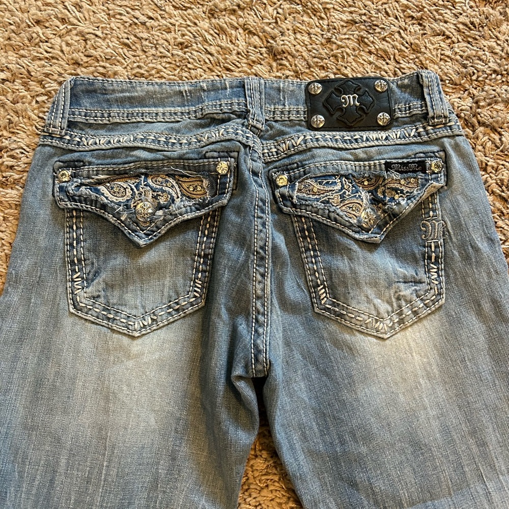 Embellished Blue Miss Me Denim Capri Jeans